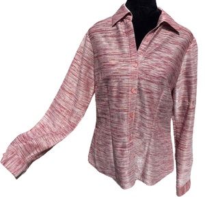 Nicola Vintage 90s Pink Sparkly Metallic Button Up Long Sleeve Retro Disco Top